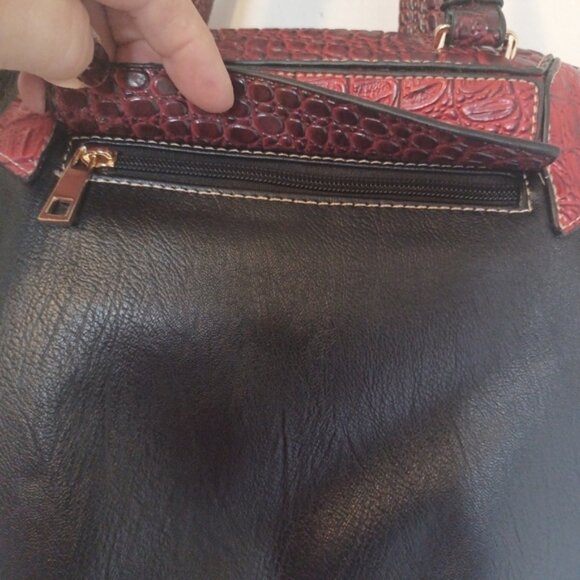 Mellow World Croc Embossed Satchel with Crossbody Strap - Picture 4 of 8